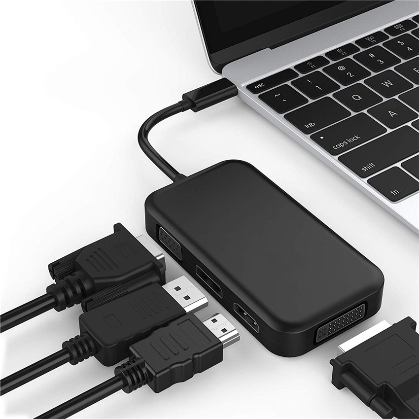 Tipo C HUB de USB tipo C a HDMI 4K VGA DP DVI convertidor USB C a DisplayPort 4K 60HZ VGA DVI adaptador para Macbook Dell Thunderbolt Dock
