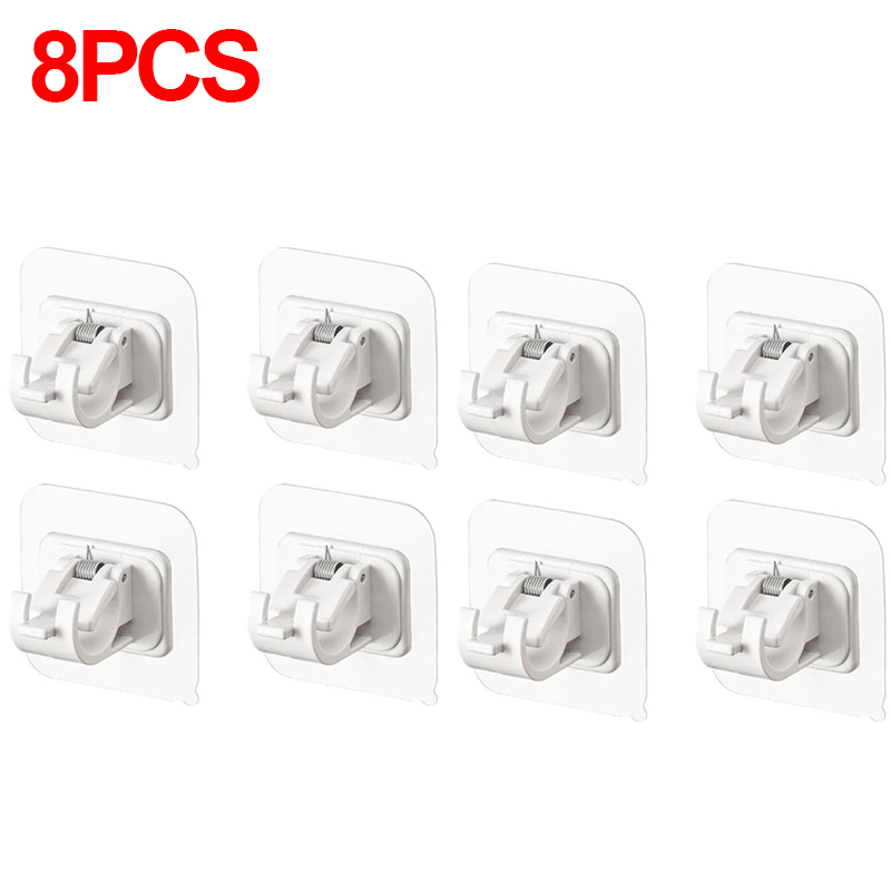 Clip de barra de cortina ajustable, ganchos de pared autoadhesivos, sin perforaciones, soporte colgante para barra de cortina de ducha, accesorios de baño, 2-8 Uds.: Borgoña