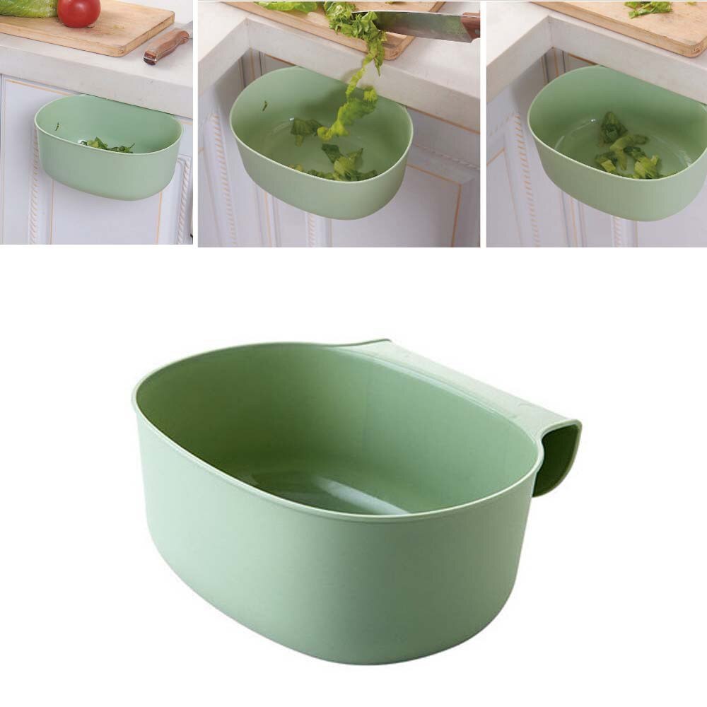 Kitchen Cabinet Door Hanging Trash Garbage Bin Can Rubbish Container Storage Boxes Cupboard Hanging Cans Garbage Organizer: Green