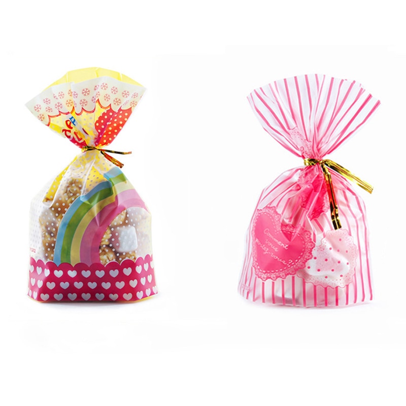 Sachet en plastique pour emballer des de mariage,emballage de couleur rose, fête de noël, biscuits, gâteaux, cookies, bonbons, motif amour, 50 pièces, 13x9cm
