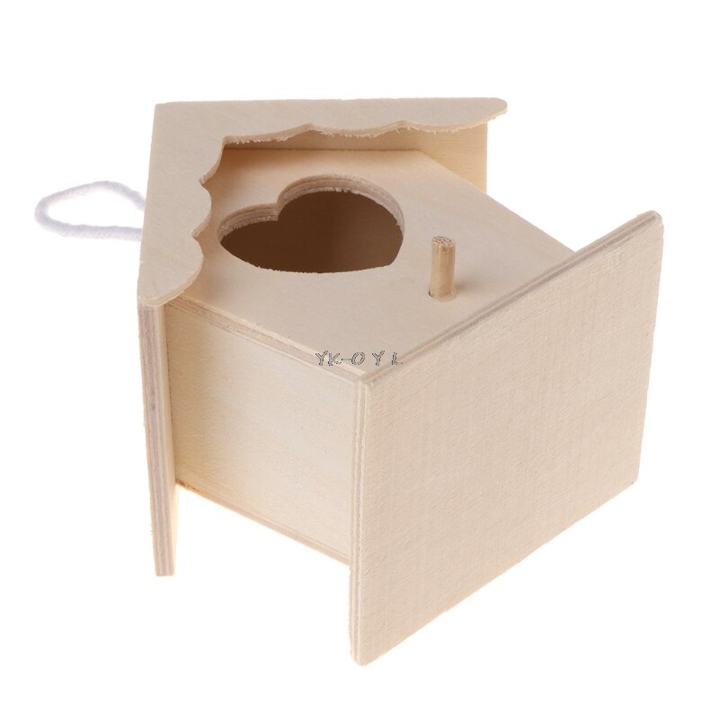 Casa de madera creativa para pájaros, casa de madera Natural, bricolaje, loro en forma de corazón, Perico colgante