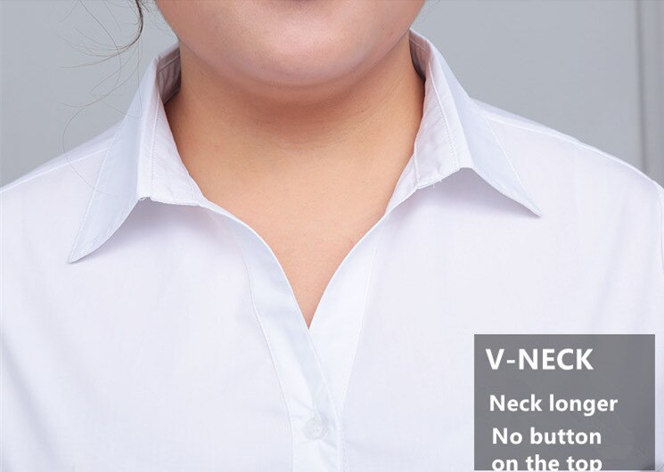 Formal White Blouse Women Plus Size Long Sleeve OL Lady Work Shirts Blue Office Blouses Ladies Extra Large 5XL 6XL 10XL 130KG: White V-NECK / 4XL