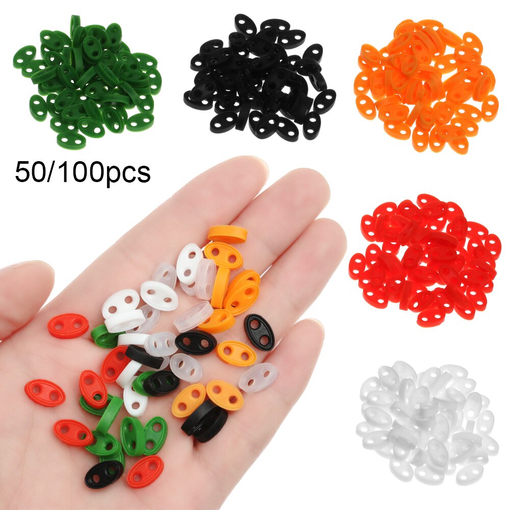 Cuentas ajustables de plástico para mascarillas, 50/100 Uds., hebilla antideslizante de doble agujero, banda elástica de 6 colores, accesorios para ajustar la oreja