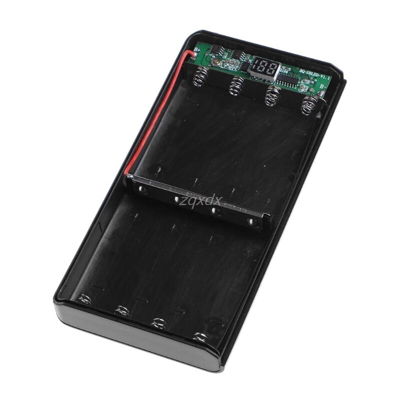 Type C Input 2 USB 8x 18650 Battery DIY Holder LED Display Power Bank Case Box: Black