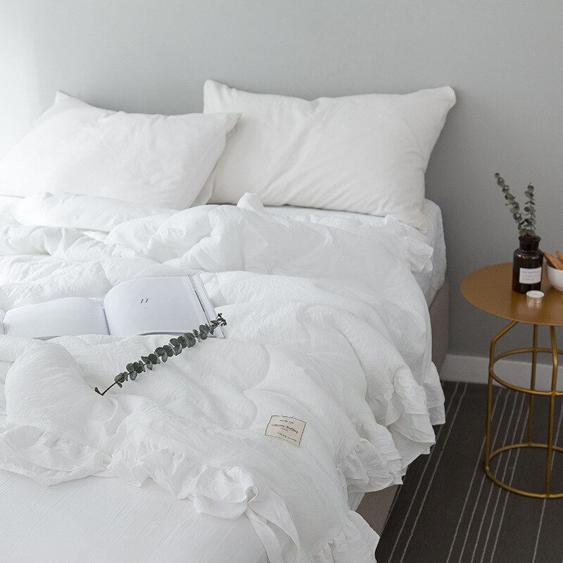 Sommervasket bomuld klimaanlæg dyne blødt åndbart tæppe tyndt ensfarvet dyner sengebetræk seng: 8