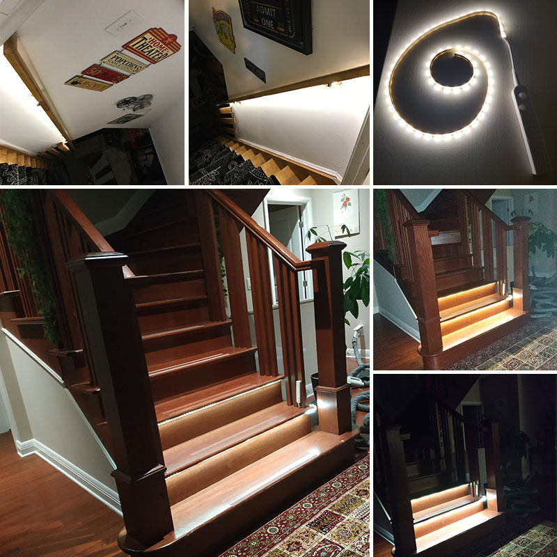 3M 2M 1M LED Clever Treppen Licht Unter Bett Licht PIR Sensor Detektor Kontrolle Intelligente Zauberstab Lampe schrank Schrank Küche Licht