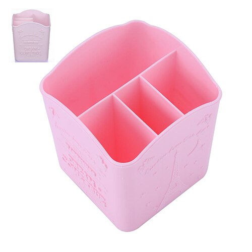 Topinn caja organizadora de maquillaje, collar de joyería, pendiente pulido de uñas, caja de maquillaje de plástico, organizador de escritorio para cosméticos: Pink Box