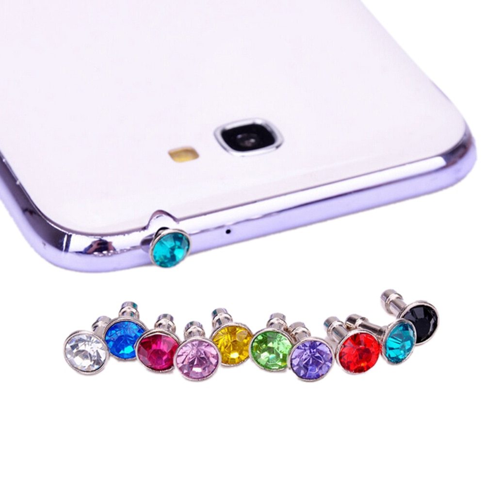 10pcs Bling Universal 3.5mm Cell Phone Earphone Plug For iPhone 6 5s /Samsung /HTC Dust Plug Headphone Jack Stopper