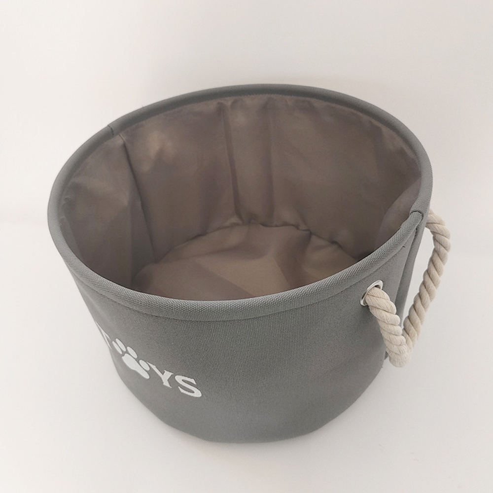Round Dog Pet Toy Basket Cat Clothes Storage Box Foldable Storage Basket with Handle Pet Supplies