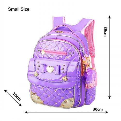 Mochilas escolares de estilo coreano para niñas, morral escolar de princesa para libros: Small Purple