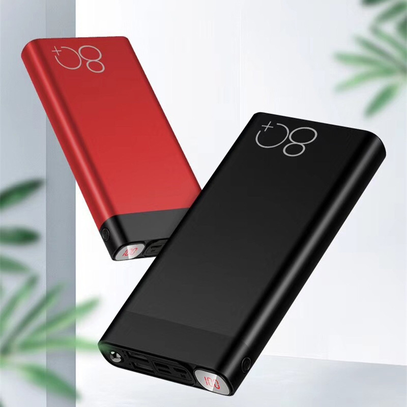 80000 mah powerbank, gehäuse aus metall-aluminiumlegierung, led-anzeige, 2 usb-ausgänge, geeignet für smartphones, tablet-pcs und gps-geräte