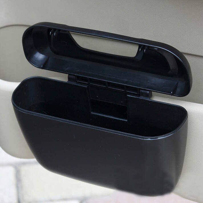 Cubo de basura con apertura abatible para coche, caja organizadora de papel, para oficina y hogar, color negro, ZM56