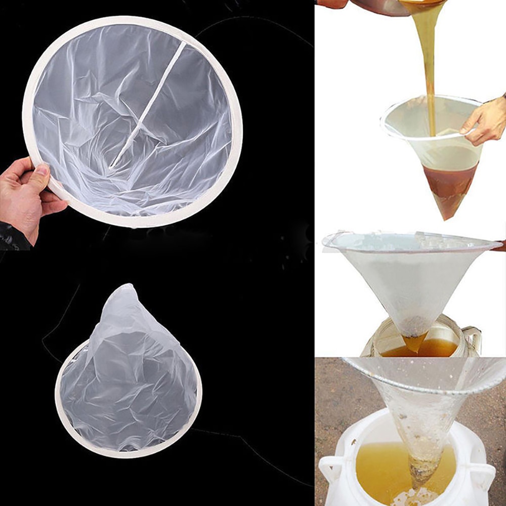20 piezas herramientas de abejas Filtro de miel filtración de purificación cono-forma colador apiario equipo Nylon tejido blanco purificador flujo