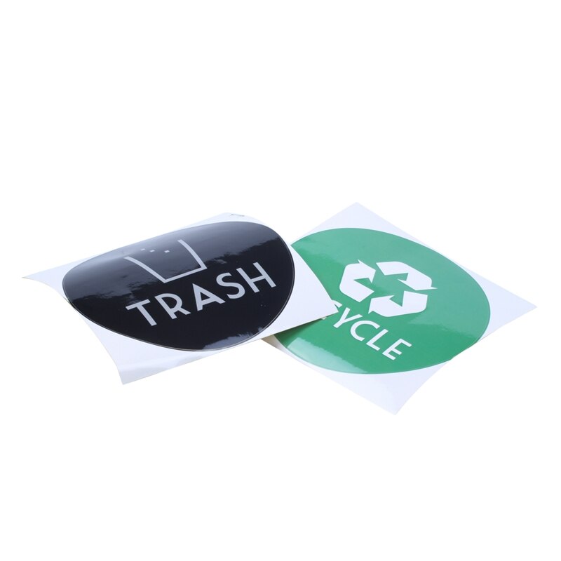 Recycle + Trash Vinyl Belettering Decal Sticker(6X6 Inch, Groen Recycle & Black Trash)