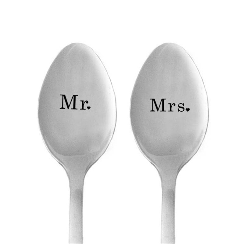 Valentine Dessert Spoon Household Use Teaspoon Year Coffee Spoon Lettering Long Handle Coffee Tea Ice Cream Tableware