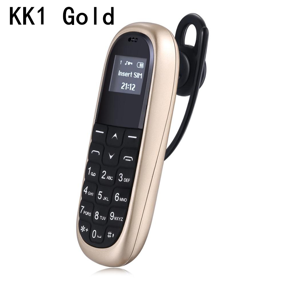 Mini Pocket Mobiele Telefoon Aeku KK1 KK2 0.66Inch Draadloze Bluetooth Dialer Kleinste Mobiele Telefoon Magic Voice Russische Toetsenbord: Russian Keyboard / Gold KK1