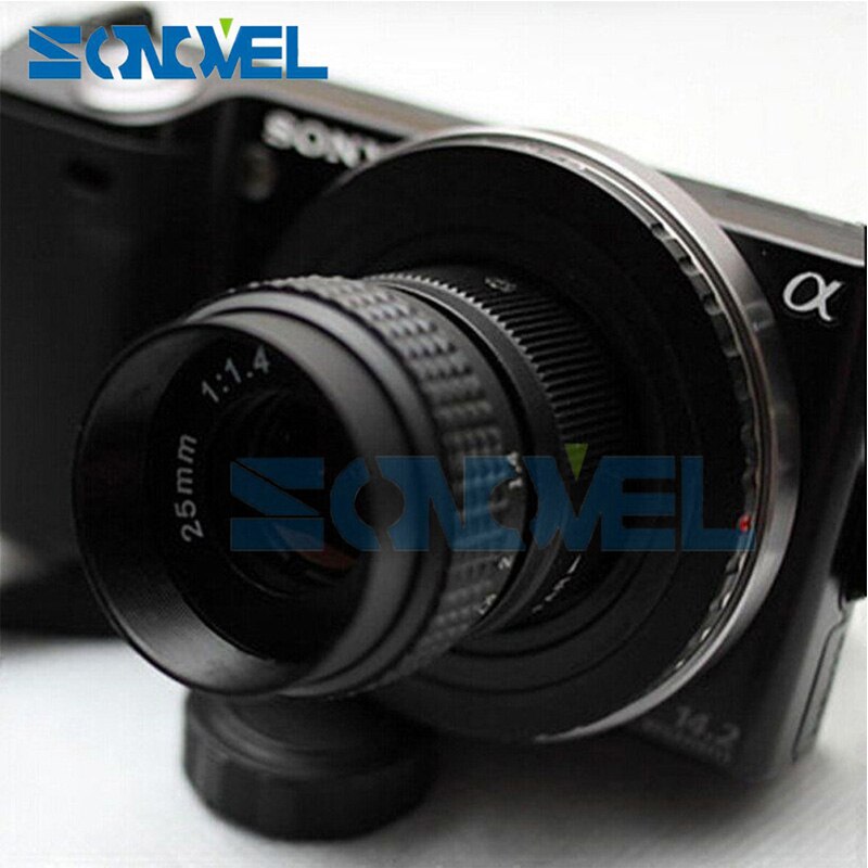 25mm CCTV F1.4 TV Movie lens+C Mount+Metal lens hood For Sony E Mount A6100 A6000 A5100 A5000 A3000 NEX-VG20 NEX-VG30 NEX-V900