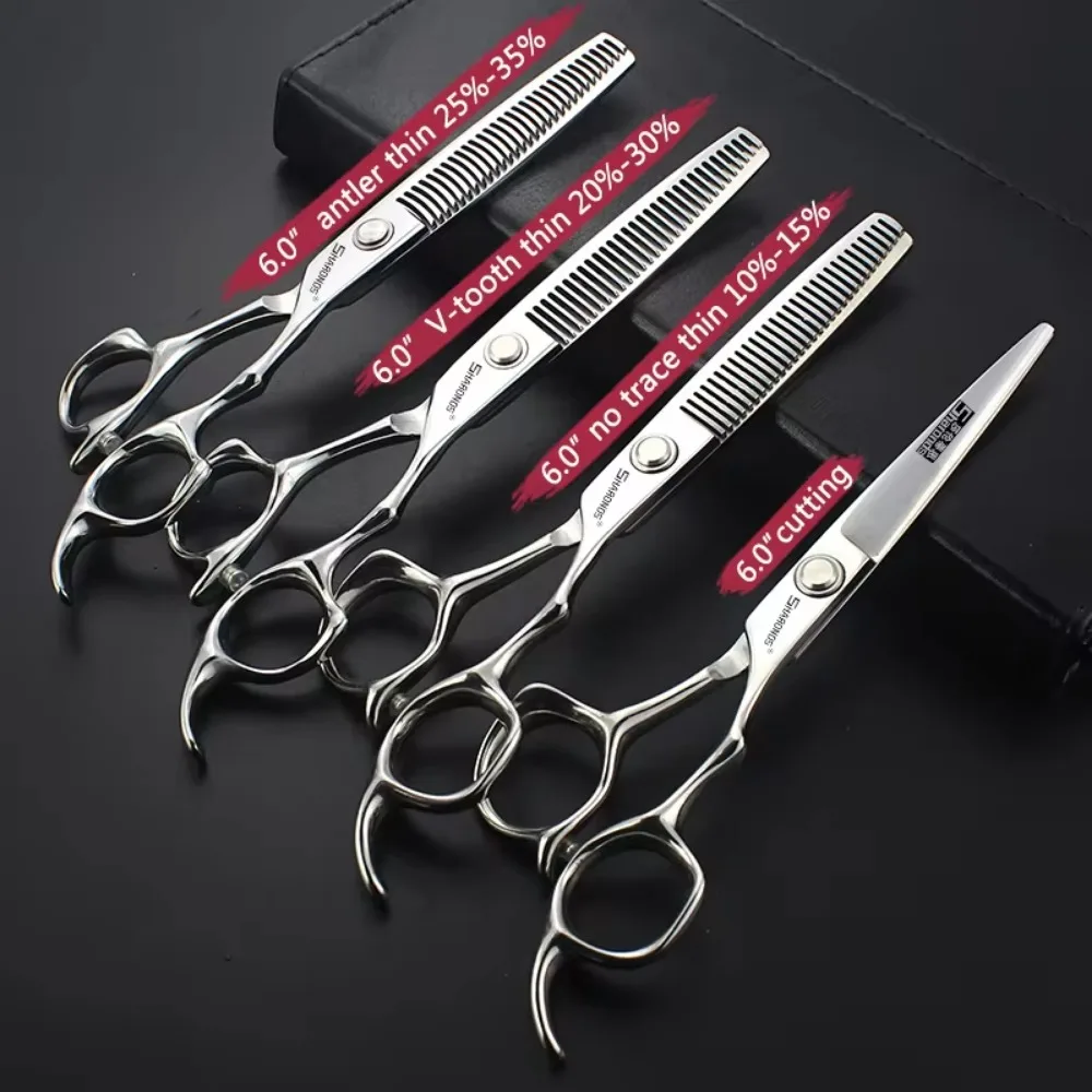 6/7/8/9 Inch hair cutting shears, Hairstylist Barber Scissors Set, Hairdressing long scissors, Hair Cutting Tools: Burgundy