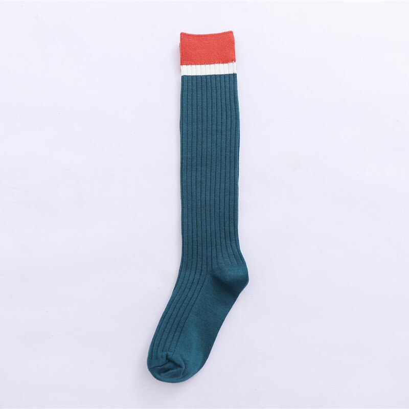 Calcetines altos hasta la rodilla para mujer, calcetines cálidos para otoño e invierno, calcetines tejidos, botas, calcetines, calentadores de piernas, calcetines de ganchillo: dark blue