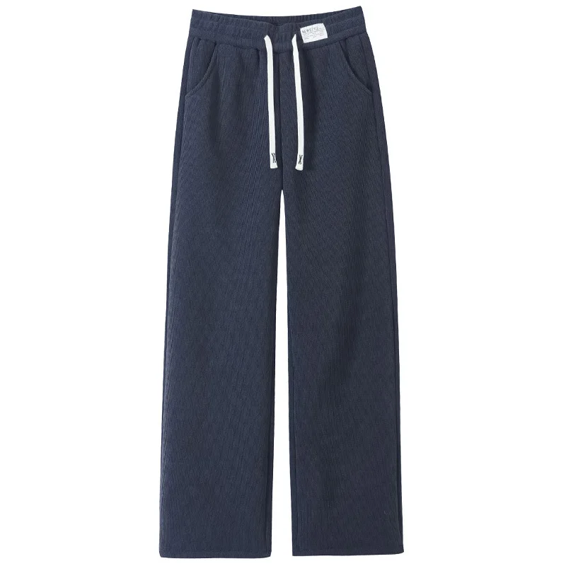 Pantalones de pierna ancha de lana gruesa para mujer, pantalones de algodón de corte recto, pantalones largos cálidos y cómodos a la para otoño e invierno