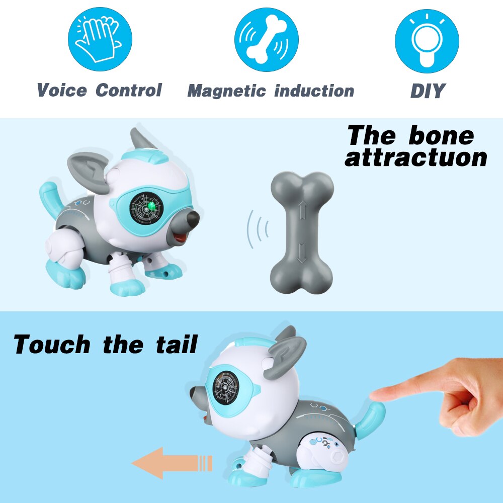 Robot electrónico inteligente con Control de voz/táctil para niños, cachorro interactivo, educativo inteligente, 1 Perro Robot