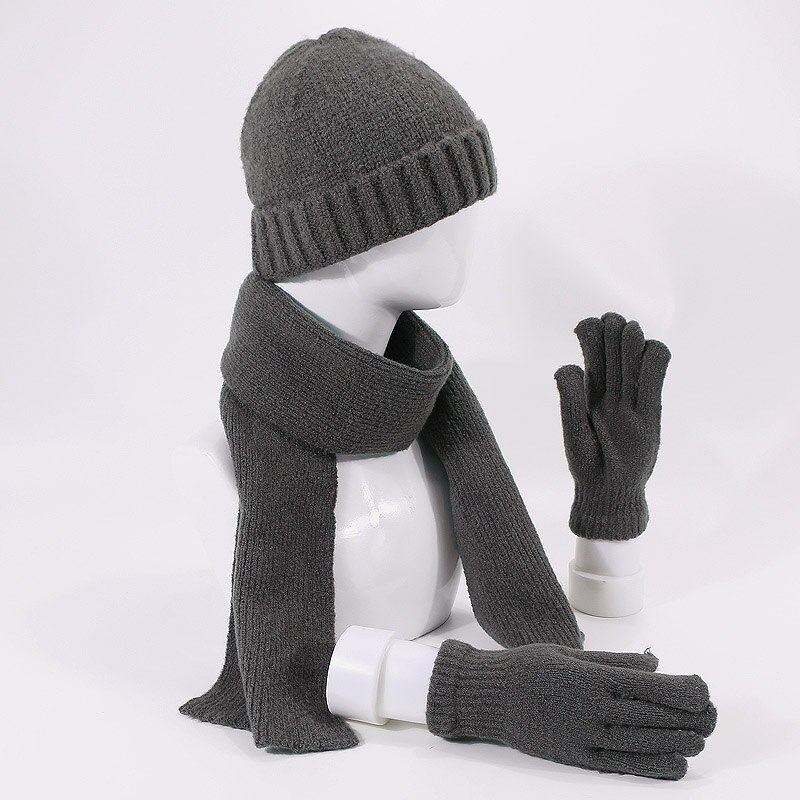 Mærke mænd kvinder tørklæde hat handsker sæt tredelt vinter varmt sæt kvindelige hatte tørklæder mænd unisex beanies strikket cap skullies: B