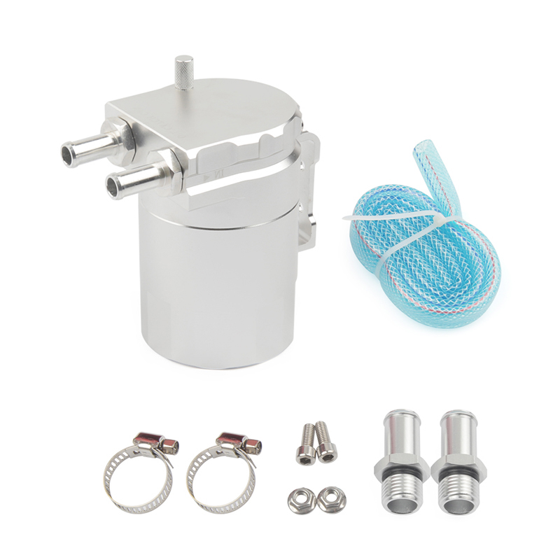 Tanque de captura de aceite de aluminio para coche, bote Universal de 300ml, Estilo Universal: Plata