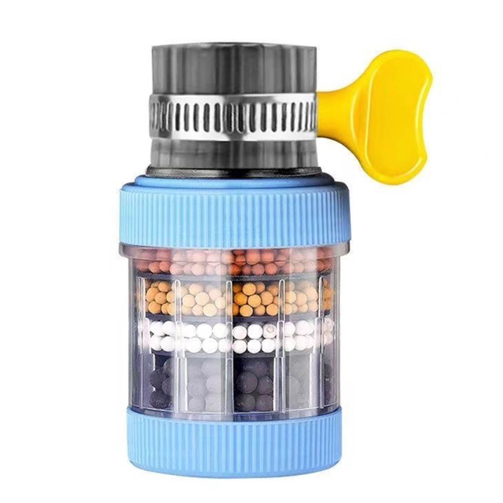 Purificador de grifo con filtro de agua de 6 capas para grifo, accesorios de cocina, mezclador, aireador, boquilla para grifo de baño, sistema de filtración de agua: Blanco