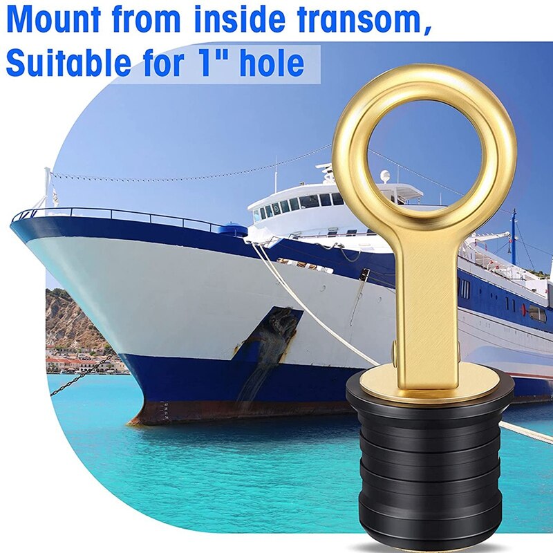 4 Pieces Snap-Handle Drain Plug Boat Drain Plug Brass Handle Rubber Plug For 1 Inch Diameter Drains