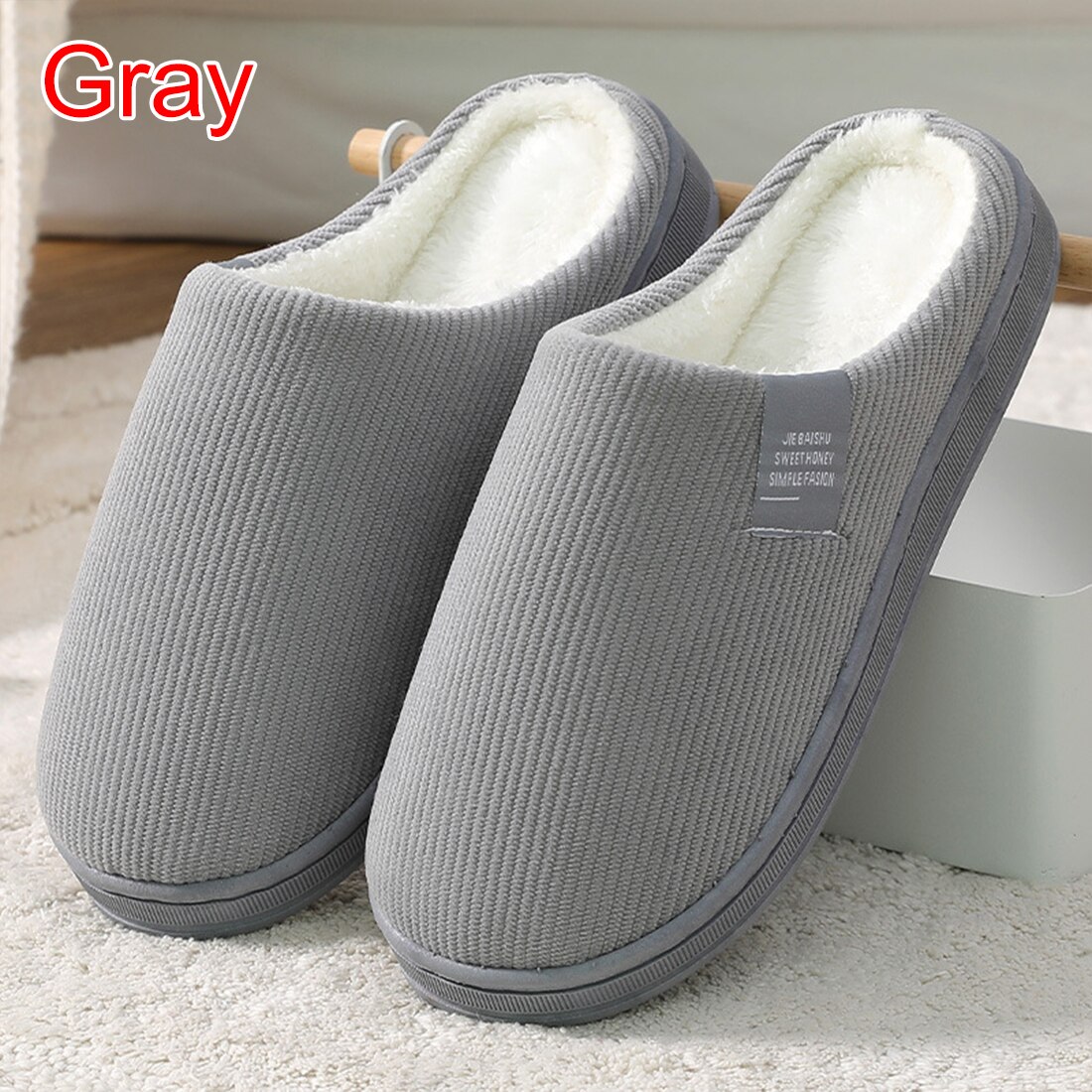 Winter Vrouwen Thuis Slippers Cartoon Kat Schoenen Antislip Zachte Liefhebbers Mannen Warm Huis Slipper Indoor Slaapkamer Koppels Vloer schoenen: gray / 42-43