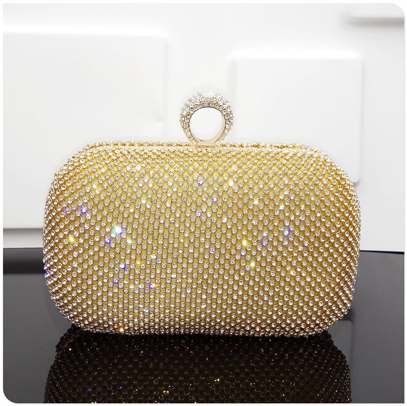 Glanzend Glitter Avondtassen Rhinestone Hard-Oppervlak Doos Zakken Elegante Vrouwelijke Bruiloft Schouder Pouch Banket Party Luxe Portemonnee: yellow / (170x60x130mm)