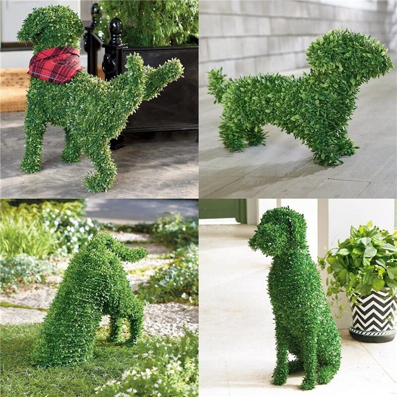 Sculpture topiaire de chien pierreries, décoration de jardin pour animaux de compagnie