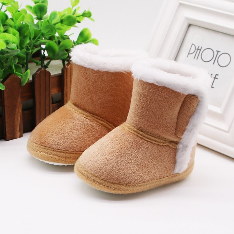 DOGEEK Winter Baby Jungen Mädchen Schuhe Erste Wanderer Winter Kleinkinder Warme Schuhe Faux Pelz Mädchen Baby Booties Leder Junge Baby stiefel: Braun / 7-12 Monate