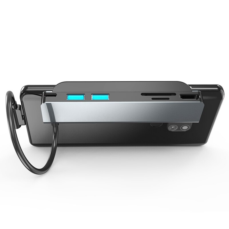 Type-C Hub 6 In 1 Terug Clip Beugel Draagbare Docking Station Hdmi USB3.0 Sd/Tf Kaartlezer voor Laptop En Mobiele Telefoon