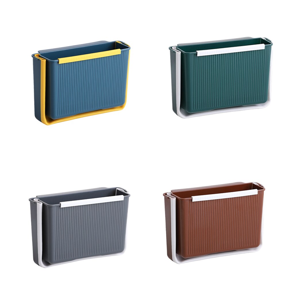 Kitchen Trash Can Foldable Hanging Waste Bin Portable Home Plastic Washable Reusable Cooking Garbage Dustbin Blue: Blue