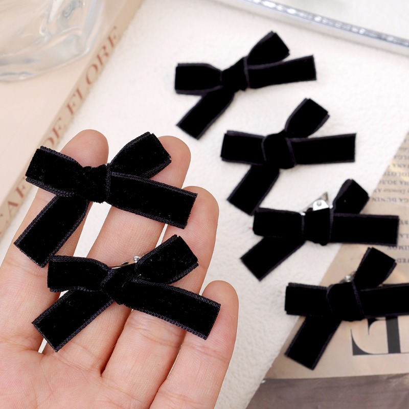 Francês retro preto veludo bowknot fita grampo de cabelo menina pequena hairpin bobby pin meninas arco presilhas doce headwear acessórios