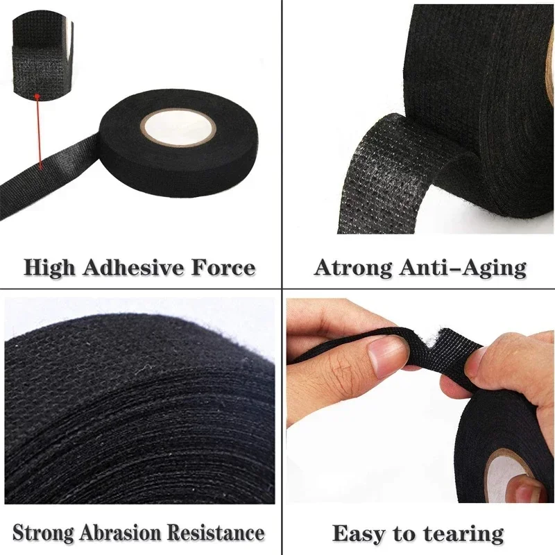 Nastro adesivo in tessuto ignifugo resistente al calore da 15 metri per cablaggio cablaggio cablaggio larghezza di protezione 15/19/25MM