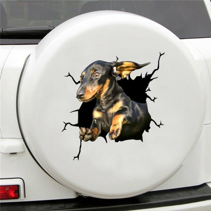 1pc Car Sticker Dog Head Crack Home Motorcycle Wall Windows Decoration Sticker Husky Bulldog Crack Toilet Sticker Fridge Sticker