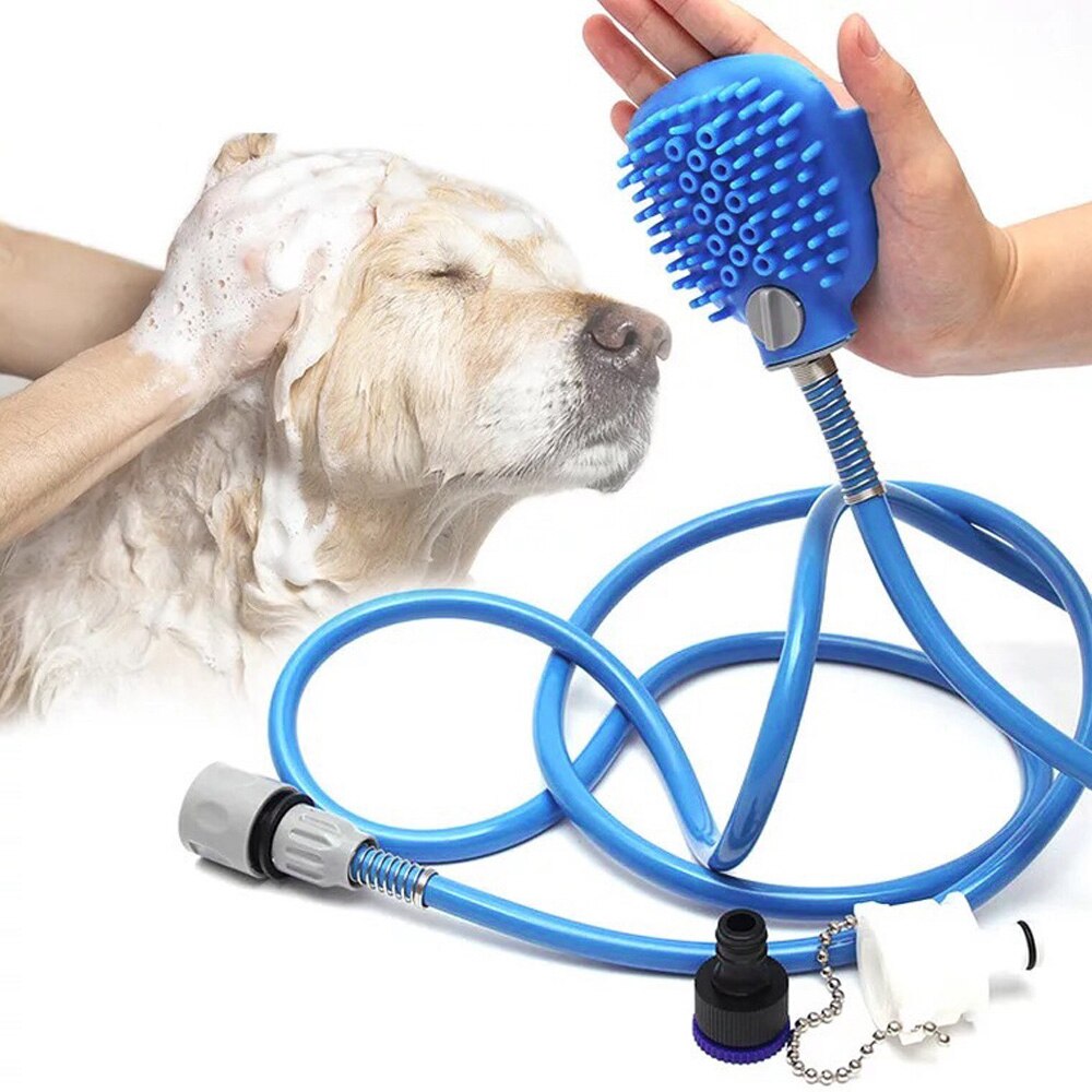 Kæledyr brusesprøjte & rengøring børste hund badeværktøj komfortabel massager bruserør gadget rengøring vask bad sprøjte til kat