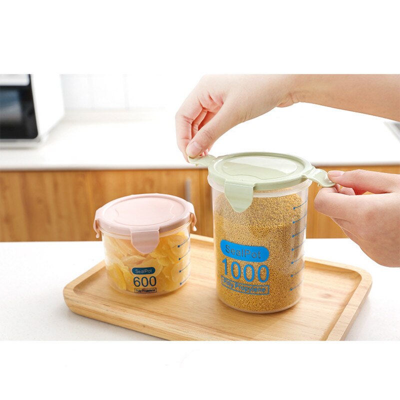 Transparent Plastic Sealed Cans Food Containers Kitchen Refrigerators Keep Fresh Storage Tanks Kitchen Storage Organizations