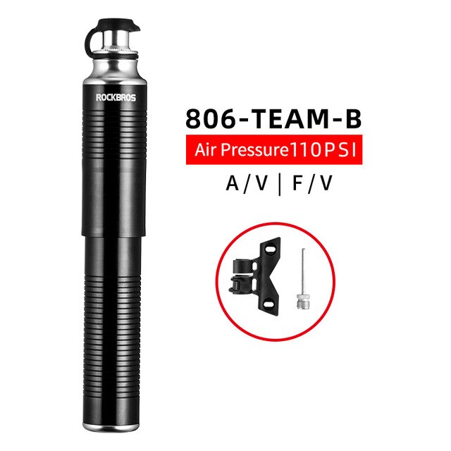 ROCKBROS Mini Tragbare Fahrrad Pumpe Licht Aluminium Legierung MTB Fahrrad Luftpumpe Reifen Inflator Schrader Presta Ventil Radfahren Pumpen: 806-TEAM-B 110PSI