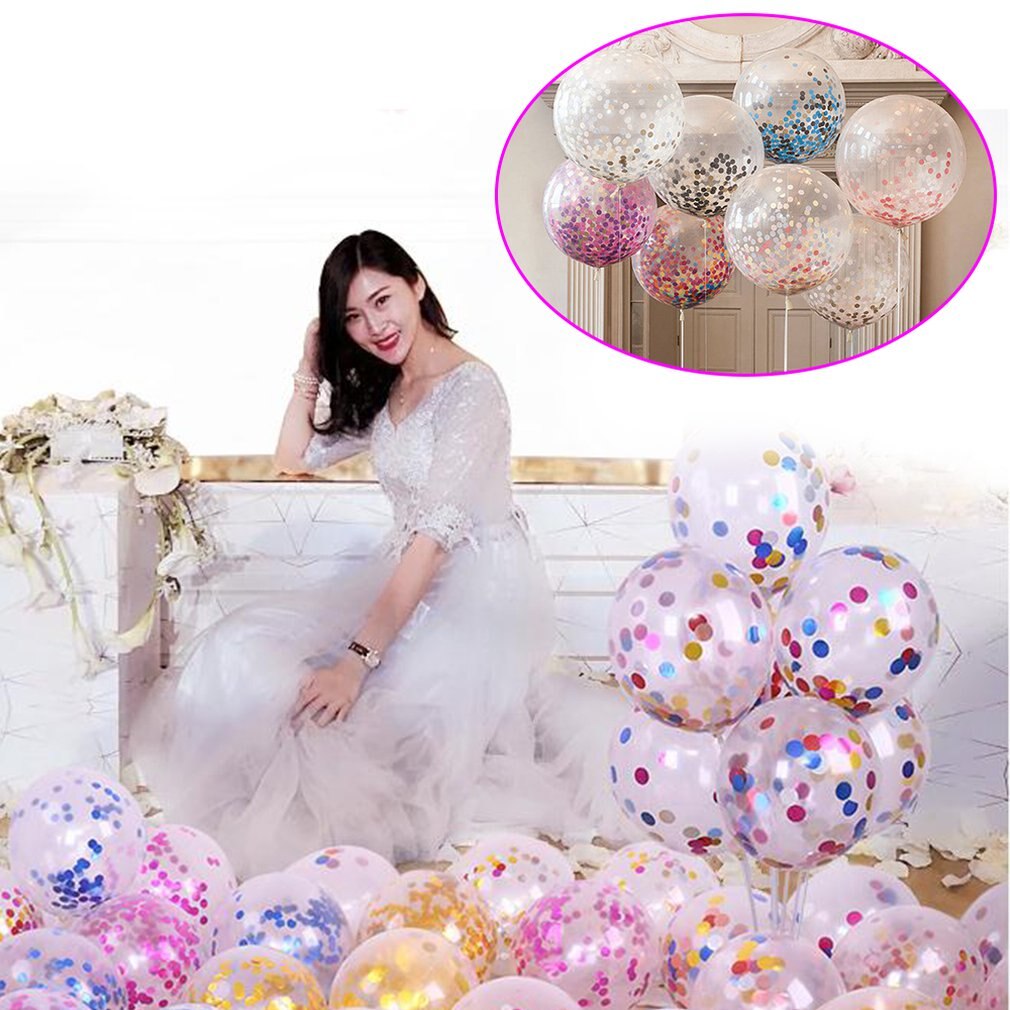 10pcs Air Ballons Multicolor Confetti Balloon Paper Wishing Lanterns Birthday Party Wedding Decoration Clear Inflatable Balloon