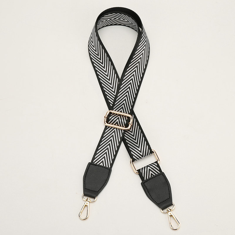 3.8cm zwarte witte strepen nylon katoenen stoffen tas riem diy enkele schoudertas riem handvat 88 ~ 140cm verstelbaar