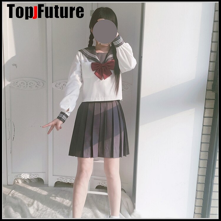 Orthodox college style Japanese student uniform JK Uniform suit GREY suit orthodox sailor suit pleated skirt class suit