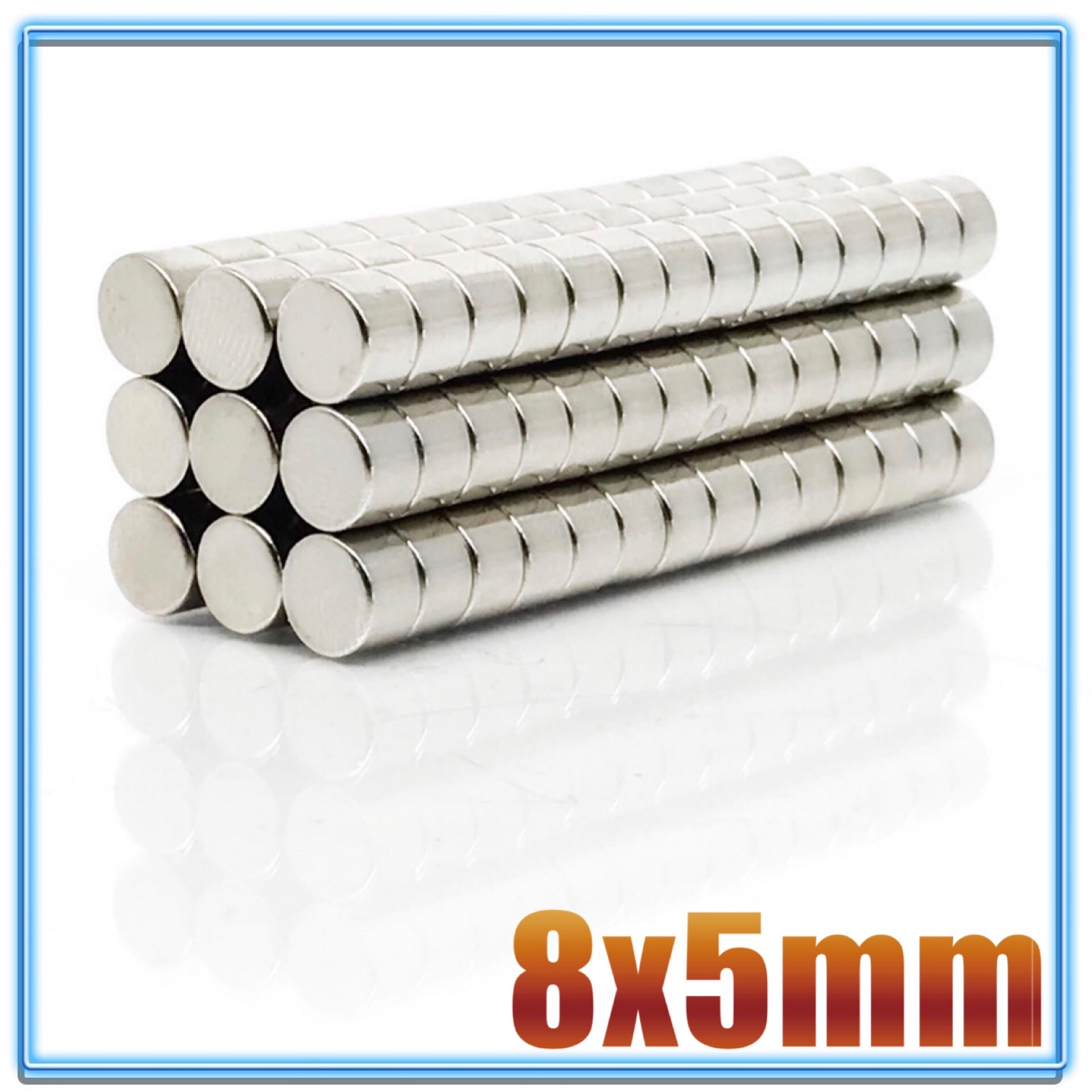 100 stk  n35 rund magnet 8 x 1 8 x 1.5 8 x 2 8 x 3 8 x 4 8 x 5 8 x 6 8 x 10 mm neodymmagnet permanent ndfeb superstærke kraftige magneter: 8 x 5(100 stk)