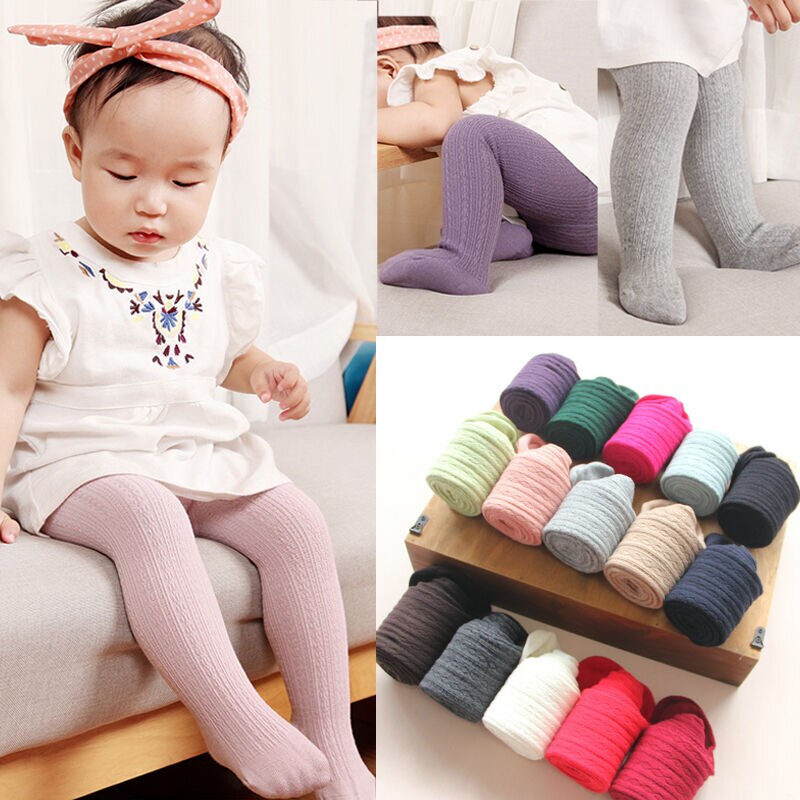 Baby Girls Tights Toddler Kids Solid Cotton Warm Stockings Leg Warmer Pantyhose Cute Pants Stockings