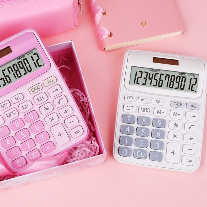 Desktop Calculator 12-Digit with Large LCD Display and Sensitive Button Solar and Battery Dual Power Standard Function