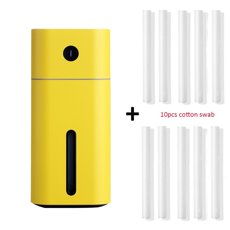 Car Humidifier USB Essential Oil Aroma Diffuser with 7 Color Changing LED Lights for Office Home Ultrasonic Air Humidifier: Yellow and 10 filter