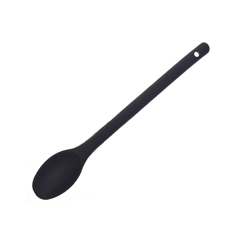 1PC Cake Putty Spatula Mixing Spoon Kitchen Silicone Spoon Long-handled Cooking Utensils Tableware Kitchen Soup Spoons: black