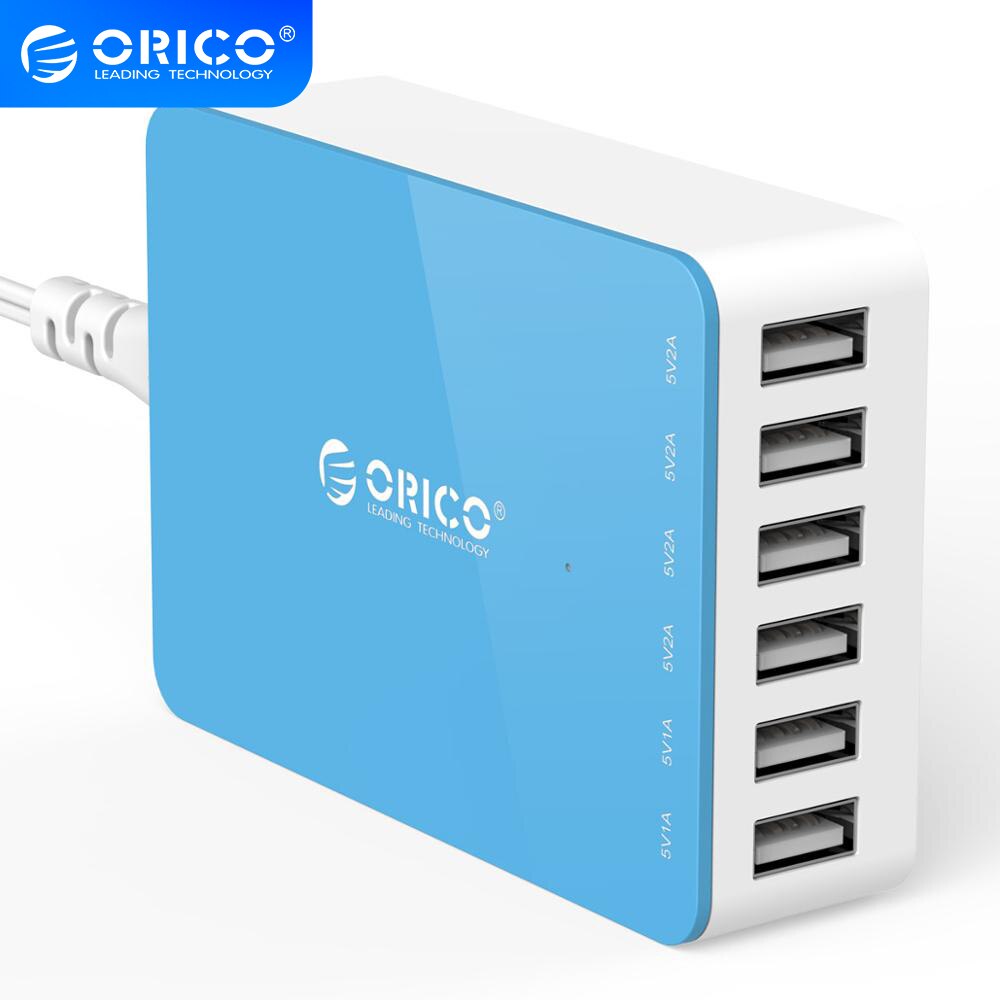 ORICO CSA 6 Ports USB Fast Charger Desktop Power Adapter Charger 5V 2.4A 50W for iPhone Samgsung Xiaomi Huawei USB Charging